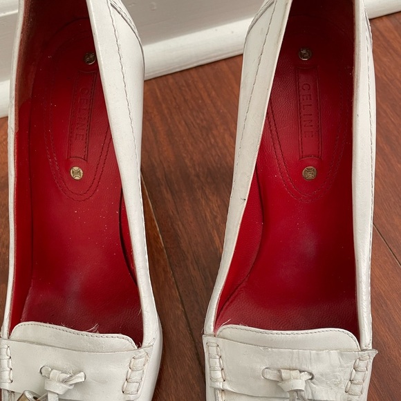 Celine White Leather Oxford Loafer Heels — Rare - Picture 5 of 8